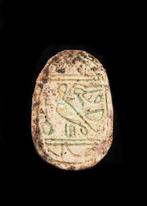 Oude Egypte, Nieuwe rijk Speksteen Scarab met valk en, Antiek en Kunst