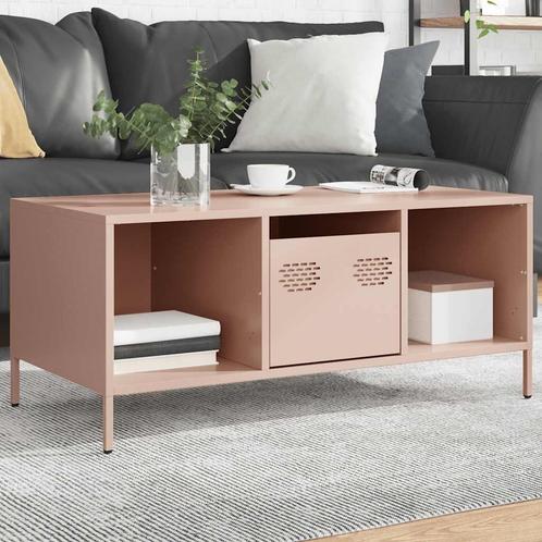 vidaXL Salontafel 101,5x50x43,5 cm koudgewalst staal roze, Huis en Inrichting, Tafels | Salontafels, 100 tot 150 cm, Nieuw, Metaal