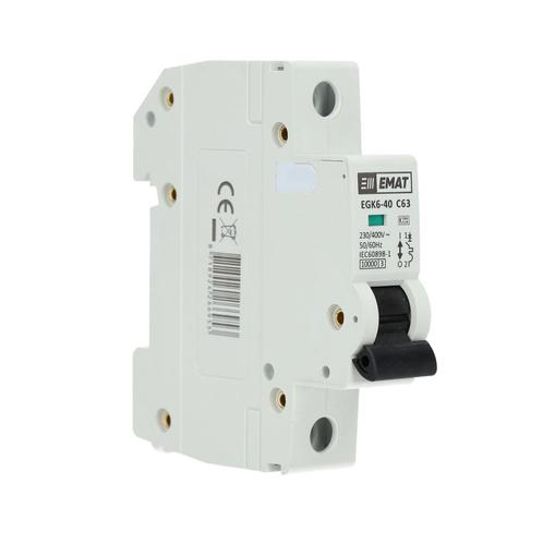 EMAT installatieautomaat 1-polig 63A C-kar (85001041), Doe-het-zelf en Verbouw, Elektra en Kabels, Verzenden
