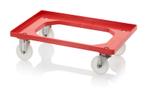 Onderwagen Rolplateau Trolley Rood 2 zwenkwielen en 2 vaste, Ophalen of Verzenden