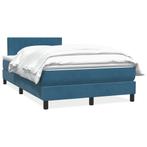 vidaXL Boxspring met matras fluweel donkerblauw 120x210 cm, Huis en Inrichting, Slaapkamer | Bedden, Verzenden, Nieuw, Blauw, Stof