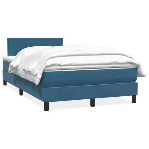 vidaXL Boxspring met matras fluweel donkerblauw 120x210 cm, Huis en Inrichting, Slaapkamer | Bedden, Blauw, Nieuw, Stof, Verzenden