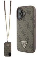 Guess iPhone 16 Back Cover Magsafe IML Crossbody Cord Brown, Verzenden, Nieuw, Frontje of Cover