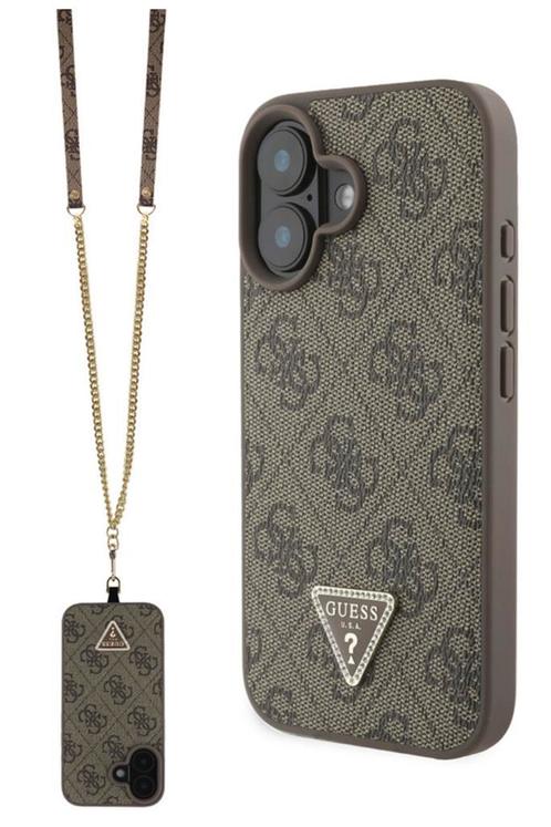 Guess iPhone 16 Back Cover Magsafe IML Crossbody Cord Brown, Telecommunicatie, Mobiele telefoons | Hoesjes en Frontjes | Apple iPhone