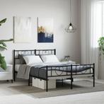 vidaXL Bedframe met voetbord zonder matras metaal zwart, Huis en Inrichting, Verzenden, Zwart, 200 cm, Metaal