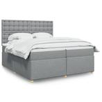 vidaXL Boxspring met matras stof lichtgrijs 200x200 cm, Huis en Inrichting, Slaapkamer | Bedden, Verzenden, Overige maten, 200 cm