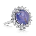 Ring - 18 karaat Witgoud - 13.79ct. tw. Saffier - Diamant, Nieuw