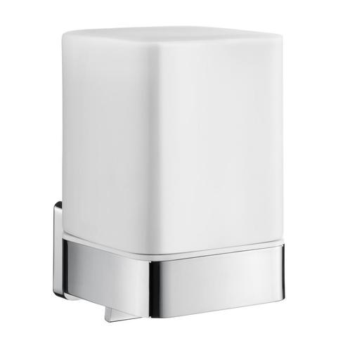 Zeepdispenser Smedbo Ice met Houder Mat Glas 7.8x10.2x11.5, Doe-het-zelf en Verbouw, Sanitair, Bad, Nieuw, Chroom, Ophalen of Verzenden