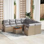 vidaXL Tuin Sofa Set 9 pcs Beige, lichtgrijs Medium Riet,, Verzenden, Nieuw, Rotan
