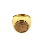 Gouden pink ring met munt | John F. Kennedy (vintage), Sieraden, Tassen en Uiterlijk, Ringen, Goud, Gebruikt, 17 tot 18, Heer