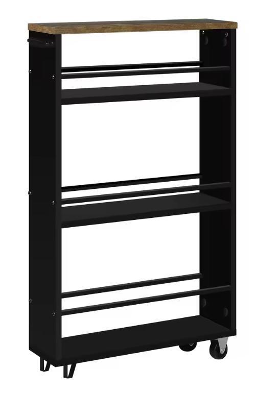 Keukentrolley 3 Planken met Wielen – Vintage Bruin/Zwart, Huis en Inrichting, Keuken | Keukenelementen, Nieuw, Verzenden