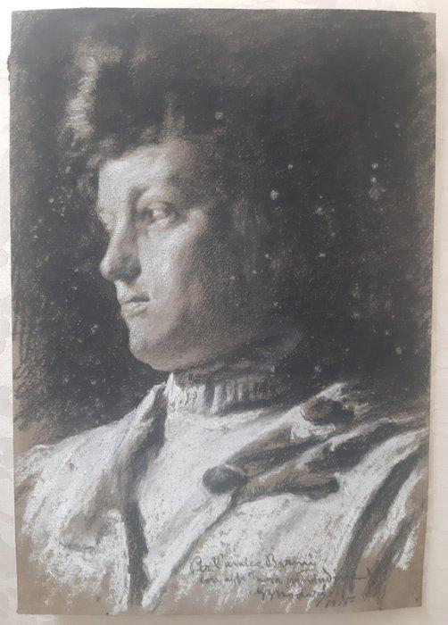 Giovanni Battista Nodari (1881-1930) - Ritratto della moglie, Antiek en Kunst, Kunst | Schilderijen | Klassiek