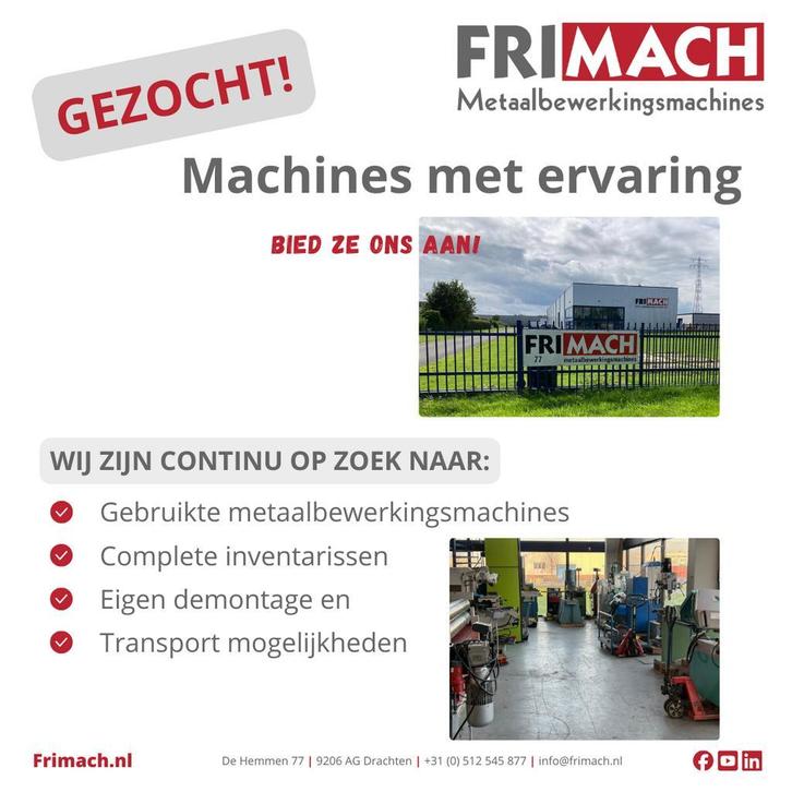 Gezocht | Machines met ervaring | Complete inventarissen, Zakelijke goederen, Machines en Bouw | Metaalbewerking