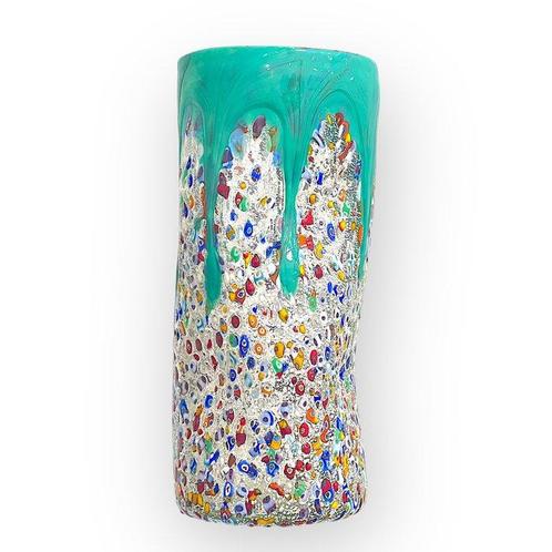 Filippo Maso - Vaas - Groene vaas met bladzilver en murrine, Antiek en Kunst, Kunst | Designobjecten