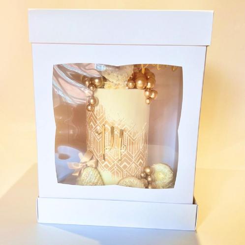 HoM Taartdoos 25x25x35,5cm Extra Hoog met Venster 5st., Hobby en Vrije tijd, Taarten en Cupcakes maken, Nieuw, Verzenden