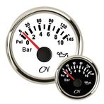 CN oliedrukmeter 0-10 bar met Chromen ring Wit of Zwart-Zwar, Watersport en Boten, Ophalen of Verzenden, Nieuw