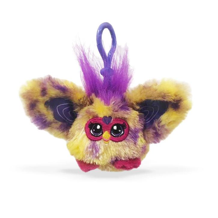 Furby Pluche Sleutelhanger 6cm geel/paars, Verzamelen, Sleutelhangers, Ophalen of Verzenden
