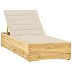 vidaXL Ligbed met crèmekleurig kussen geïmpregneerd, Tuin en Terras, Ligbedden, Verzenden, Nieuw
