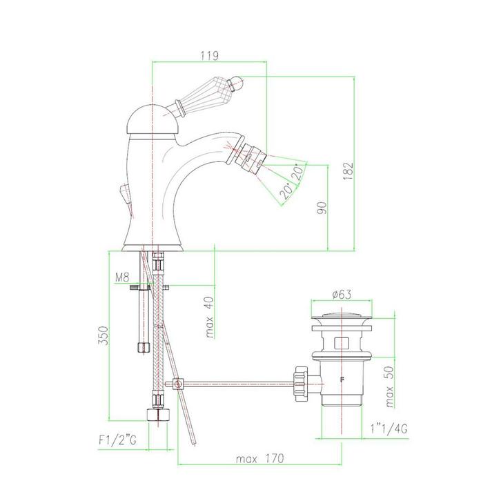 Bidetmengkraan Sapho Kirké Retro Kristal 1-hendel Gebogen, Doe-het-zelf en Verbouw, Sanitair, Ophalen of Verzenden