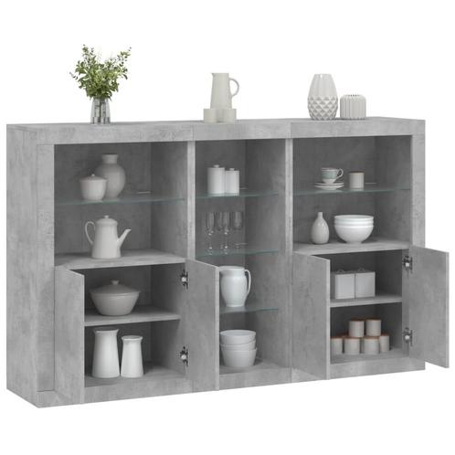 vidaXL Dressoir met LED-verlichting 162x37x100 cm betongrijs, Huis en Inrichting, Kasten | Dressoirs, 50 tot 75 cm, Nieuw, Minder dan 50 cm