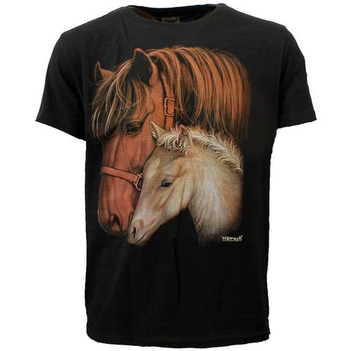 Merrie en Veulen Twee Paarden T-Shirt Zwart, Kleding | Heren, T-shirts