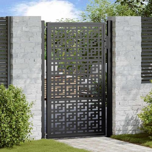 vidaXL Poort met kruisontwerp 105x155 cm staal zwart, Tuin en Terras, Tuinpoorten, Nieuw, Verzenden
