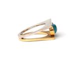 Een 18 krt. bicolor gouden ring met turkoois, Sieraden, Tassen en Uiterlijk, Ringen, Gebruikt