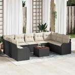 vidaXL Tuin Sofa Set 10 pcs Zwart Poly riet, Verzenden, Nieuw, Rotan