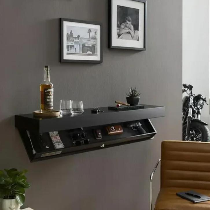 Houten Zwevende Wandplank – Wandrek met Verborgen Opbergruim, Huis en Inrichting, Kasten | Boekenkasten, Nieuw, Verzenden