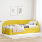 vidaXL Hoekbedframe met hoofdeinde Geel 90 x 200 cm Fluweel, Verzenden, Nieuw, Stof