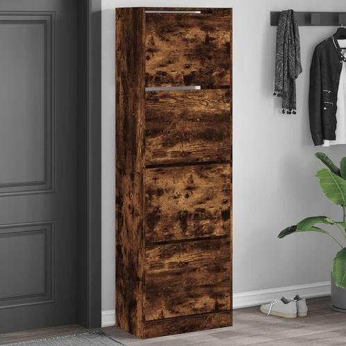 vidaXL Schoenenkast met 4 klaplades 60x34x187,5 cm gerookt, Huis en Inrichting, Kasten | Schoenenrekken, Nieuw, Verzenden