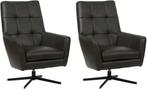 Donkergrijze leren moderne draaifauteuils - Granada leer Gr, Nieuw, Ophalen of Verzenden, 75 tot 100 cm, Modern