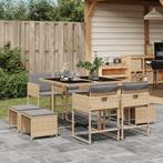 vidaXL 9-delige Tuinset met kussens poly rattan gemengd, Nieuw, 8 zitplaatsen, Tuinset, Verzenden