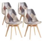 Set van 4 Patchwork Stoelen – Stoffen Zitting & Houten Poten, Verzenden, Nieuw