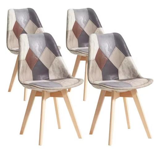 Set van 4 Patchwork Stoelen – Stoffen Zitting & Houten Poten, Huis en Inrichting, Stoelen, Nieuw, Verzenden