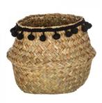 Mand Zeegras met zwarte pompoms per stuk 16x14 cm, Ophalen of Verzenden, Nieuw