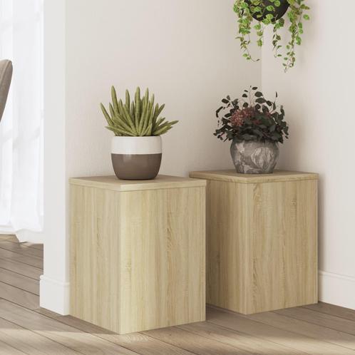 vidaXL Plantenstandaards 2 st 25x25x35 cm bewerkt hout, Tuin en Terras, Overige Tuin en Terras, Nieuw, Verzenden