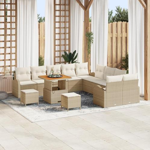 vidaXL 13-delige Tuinbankenset met kussens poly rattan, Tuin en Terras, Tuinsets en Loungesets, Nieuw, Rotan, Verzenden
