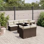 vidaXL 8-delige Loungeset met kussens poly rattan bruin, Nieuw, 8 zitplaatsen, Loungeset, Verzenden