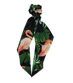 Scrunchie Haarelastiek Linten Leaves Groen Zwart, Verzenden, Nieuw