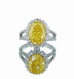 Ring - 14 karaat Witgoud - 7.14ct. tw. Geel Diamant (Fancy, Nieuw