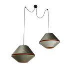 Hanglamp zwart met dubbele velours lampenkap groen met, Nieuw, Klassiek / Antiek, 75 cm of meer