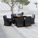 vidaXL 7-delige Tuinset zwart, 6 zitplaatsen, Nieuw, Tuinset, Verzenden