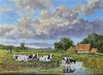 Albert Temming (1942) - Olie op doek - Koeien in, Antiek en Kunst