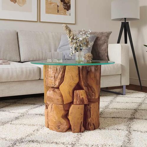 vidaXL Salontafel 60 cm massief teak drijfhout, Huis en Inrichting, Tafels | Salontafels, Nieuw, 50 tot 100 cm, Teakhout, Minder dan 50 cm