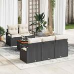 vidaXL Tuin Sofa Set 6 pcs Zwart, wit, Verzenden, Nieuw, Rotan