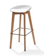 Keeve Barkruk Laag | 47x53x(h)90cm | Wit-Bruin, Verzenden, Nieuw in verpakking