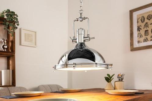 Industriële hanglamp INDUSTRIAL 45cm zilver chroom design, Huis en Inrichting, Lampen | Hanglampen, Ophalen of Verzenden