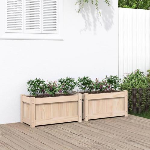 vidaXL Plantenbakken 2 st cm massief grenenhout, Tuin en Terras, Bloembakken en Plantenbakken, 60 tot 100 cm, Nieuw, Hout, 30 tot 60 cm