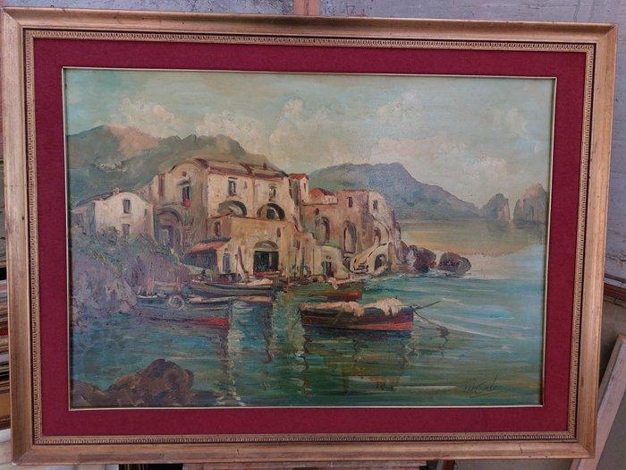 Scuola Napoletana (XX), firmato M. Coda - Capri Marina - XL, Antiek en Kunst, Kunst | Schilderijen | Klassiek
